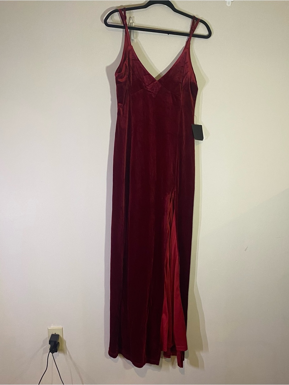 Lulu's Burgundy Velvet Slip Maxi Dress
